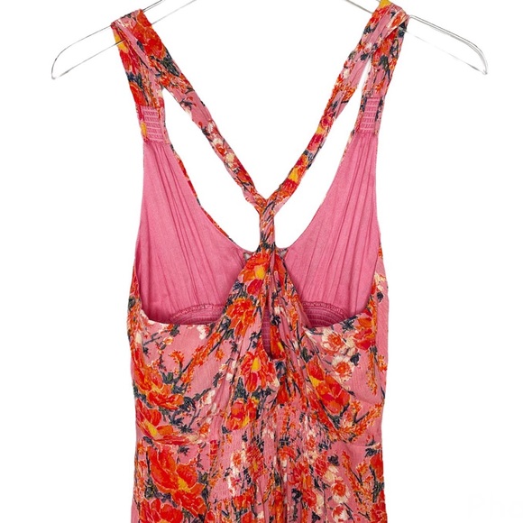 Free People Floral Smocked V-Neck Mini Dress - Picture 5 of 8